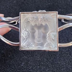 Lalique Masque DeFemme Crystal and Sterling Silver Choker necklace